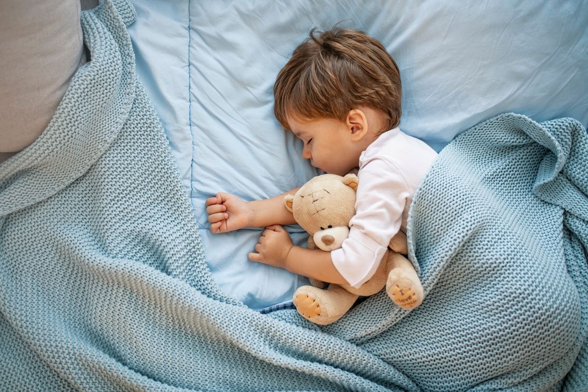 Photo,Of,Baby,Boy,Sleeping,Together,With,Teddy,Bear.,His
