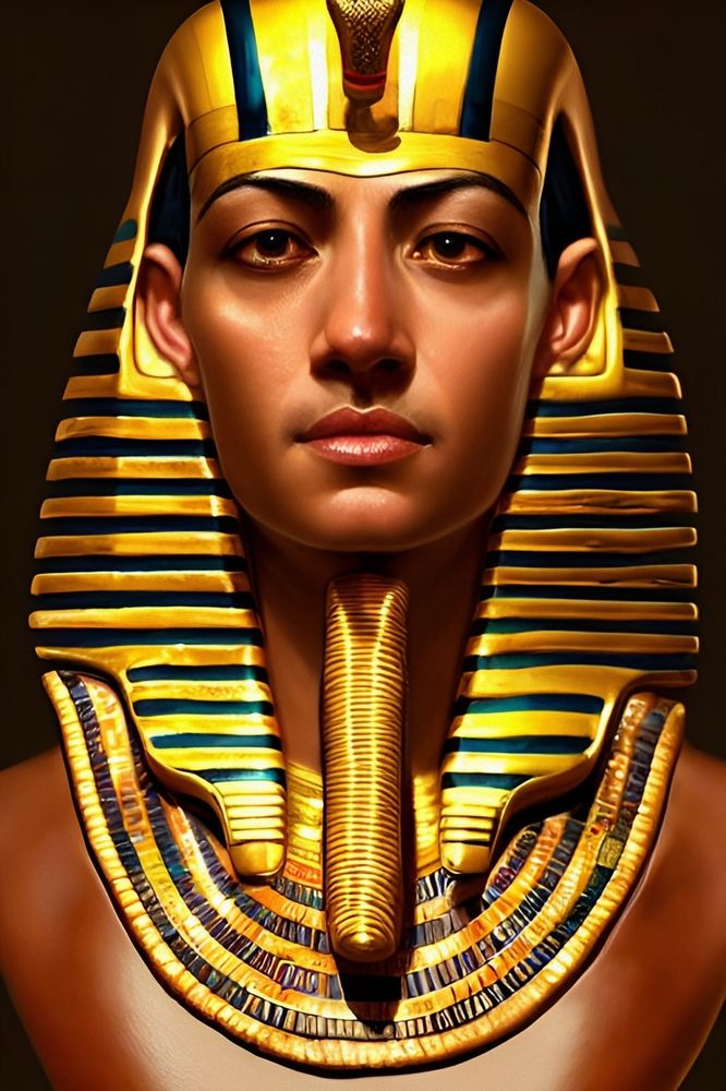 Egyptian,Pharaoh,King,Tut,Oil,Paint,Illstration