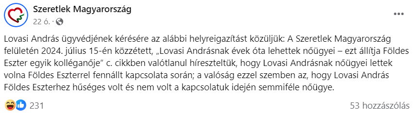 Lovasi András hűséges volt a feleségéhez 