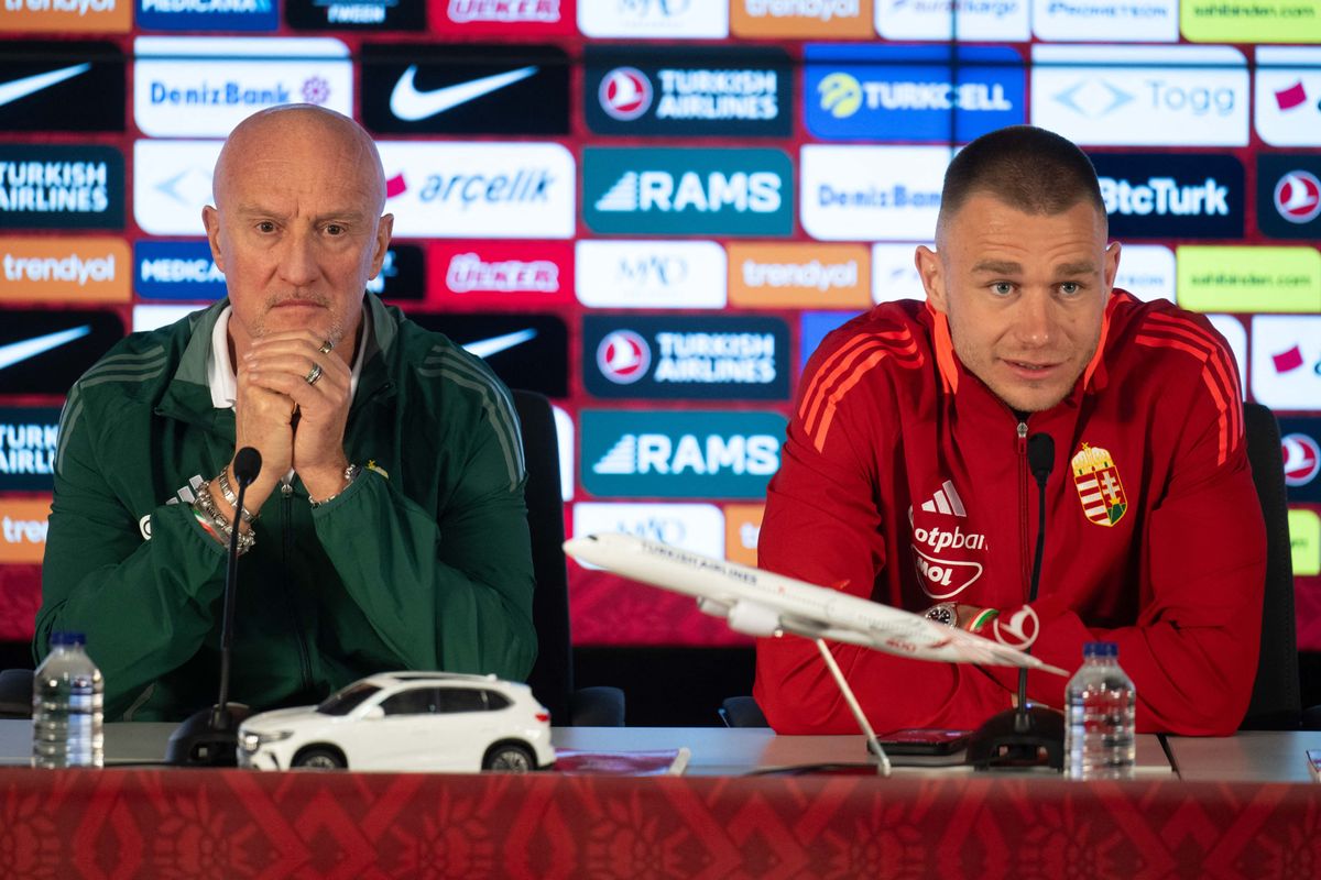 Szalai Attila és Marco Rossi az isztambuli meccs előtt tartott sajtótájékoztatón